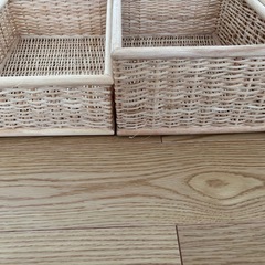 無印良品　ブリ材バスケット3個の画像