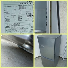 [八5931]  AQUA　アクア　2019年製　ノンフロン冷凍冷蔵庫　126L   AQR-13H(S) 形　※欠品箇所あり（右側脚ネジ）の画像