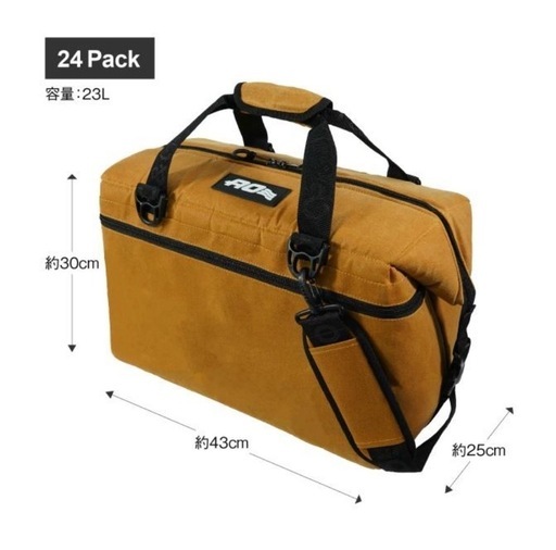 エーオークーラー 24パック ワックスドキャンバス ソフトクーラー 　人気のキャメル