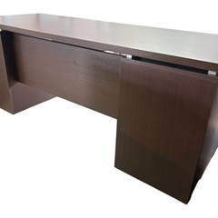 NO.2532 両袖机 デスク 事務机 ダークブラウン 幅180cm 鍵付き オフィス 家具 中古の画像