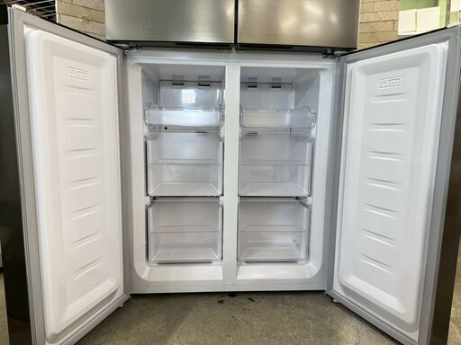美品オシャレでカッコいいシルバーメタリック一人暮らし家電セット❗️大阪近郊配送無料 大阪送料無料☆3か月保障付き☆冷蔵庫☆マクスゼン☆4ドア☆2024