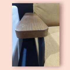 木製アームレスト　ファブリック2Pソファ　キャメル の画像