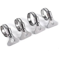 ホースバンド　ホースクランプ　4個セット6mm-12mm 手締め 304ステンレス製 工具不要 つまみタイプ ホースクランプ 調整可能 強力固定 配管用　の画像