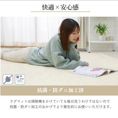 【新品未使用】 洗えるラグマット　モカ　185×185cmの画像