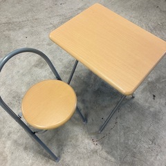 折りたたみデスク&チェアセット（ナチュラル）の画像