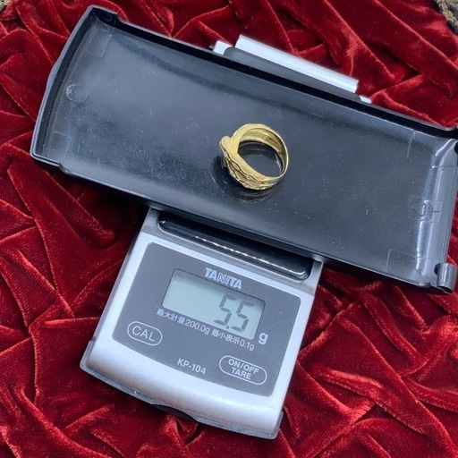 K18 デザインリング　蛇　5.5g ダイヤ0.2ct