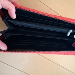 長財布　編み込み模様　レッドの画像