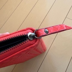 長財布　編み込み模様　レッドの画像