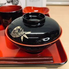 会津漆器 お食い初めセット（九帝王宮 萱野神社）の画像