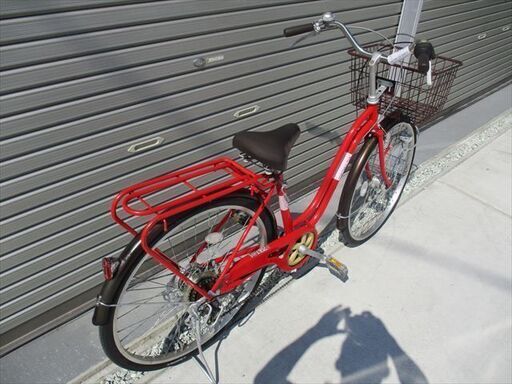 E412☆限定特価☆ 中古自転車 【26インチ 軽快車 レッド 6段 LEDオート