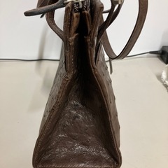 K2508-067 オーストリッチ バッグ ブラウン 中古美品の画像