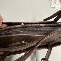 K2508-067 オーストリッチ バッグ ブラウン 中古美品の画像
