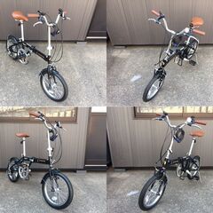 【美品・良品】 CAPTAIN STAG/キャプテンスタッグ　6段シフト/折りたたみ自転車　ブラック　AL-FDB166/YG-1228　16インチ/ワイヤーロック付の画像