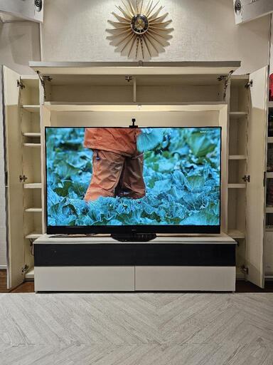 【パモウナ】照明付きテレビボード　ホワイト LED照明付きフロートテレビボード 200cm 壁掛け おしゃれ モダン