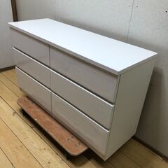 ニトリ チェスト ELEA-1201C-WH ホワイト 幅120cm 6段収納 洋服タンス 収納家具 衣類収納 リビング収納 【糸島市内 送料無料】250802-7の画像