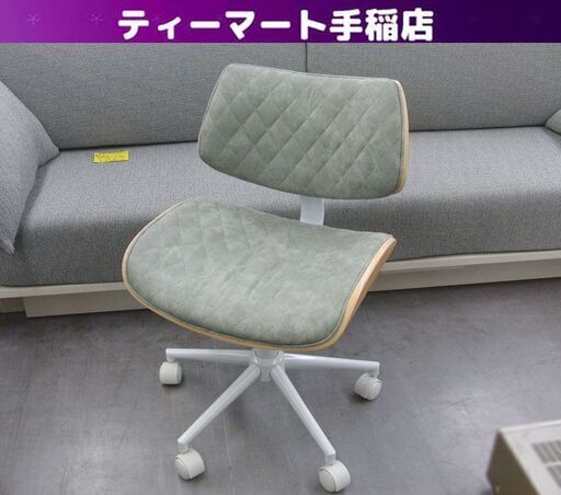 ホームチェア デニーロ OAチェア 白×グレー B-COMPANY キルティング 昇降式 オフィスチェア 札幌 手稲