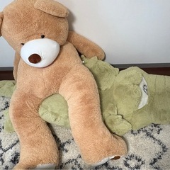 ワニとくま巨大ぬいぐるみの画像