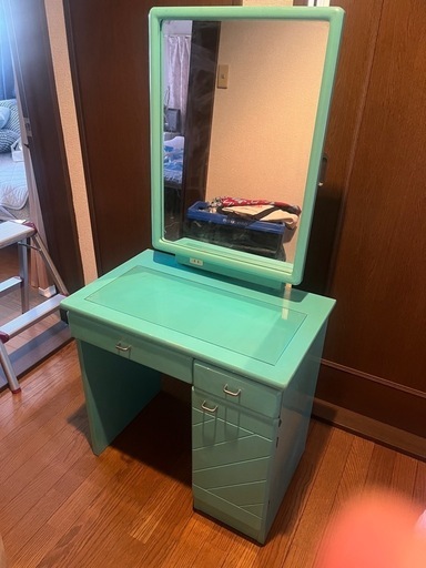 80年代　ドレッサー　机　デスク　緑　グリーン　レトロ　昭和