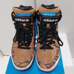 adidas ENFR MID Q34169 アディダス ミッドカット スニーカー スネーク ウィート ブラック 26cm 8インチ 蛇柄 アニマル ベルクロストラップの画像