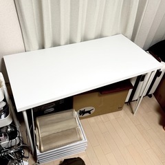 美品 ニトリ デスクプレフェセット(天板118WH/ワイヤーレッグ69WH) の画像