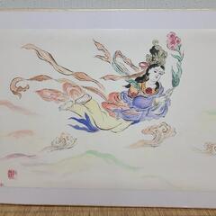 【差し上げます！】大至急【新品】額縁 天女画付(作者不明)書画・日本画・水墨画　額装用の画像