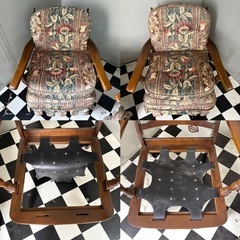 高級家具 二脚セット　キツツキ　飛騨産業　穂高　ソファ　ボタニカル柄　レトロの画像