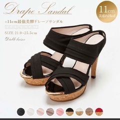 中古★美品★サンダル 黒 サイズ22cmヒール12cmの画像