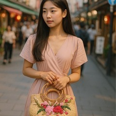 かごバッグ ハンドメイド 天然素材 ナチュラル系の画像