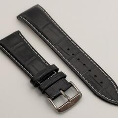 《送料無料》圧倒的ハイコスパ【腕時計用バンド２点セット/新品】①ワッフルパターンラバー20mm幅②本革サイドステッチレザー24mm幅の画像