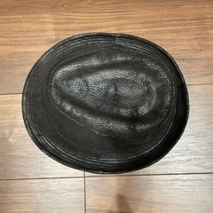 【美品】黒いレザー風フェドーラハットの画像