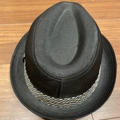 【美品】黒のチェック柄リボン付き中折れハットの画像