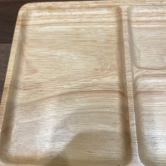 【美品】木製三つ仕切りトレイ アカシア ランチプレートの画像