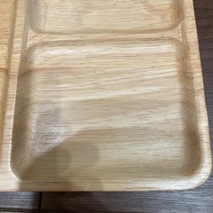 【美品】木製三つ仕切りトレイ アカシア ランチプレートの画像