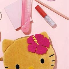 HELLO KITTY 日焼け ハローキティふわふわフェイス形ポーチの画像
