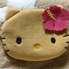 HELLO KITTY 日焼け ハローキティふわふわフェイス形ポーチの画像