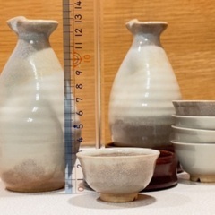 萩焼天鵬徳利猪口セットの画像