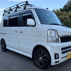 24年式/エブリイワゴン/車検2年/JPターボ/ハイルーフ/ルーフキャリア/ナビTV.CD/社外バンパー・スピーカー・アルミ・マフラー/ETC/キーレスの画像
