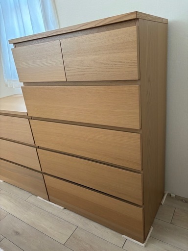 IKEA マルム　黒の木製チェスト 6引き出し MALM マルム チェスト（引き出し×6）, ブラックブラウン, 160x78