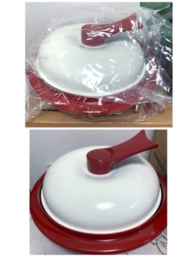 【未使用品】レンジメート《エブリ》　レッド【2こ】◆ 電子レンジ調理（22cm）　2こセット 時短調理