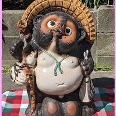 【引き取り限定】特大 古い信楽焼　狸 高さ115㎝ /骨董/古美術/美術品 Yahoo!オークション - [CT258] 古い信楽焼 たぬき 狸 高さ約19