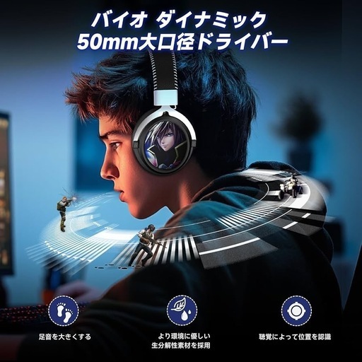 新品！！ゲーミングヘッドセット ワイヤレスヘッドホン PS5 PS4  ヘッドホン Bluetooth HF175 コードギアス　ルル
