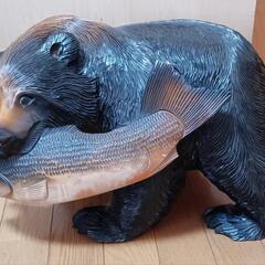 木彫り熊 全長約50cm 大型 工芸品 鮭喰い 北海道産の画像