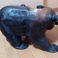 木彫り熊 全長約50cm 大型 工芸品 鮭喰い 北海道産の画像