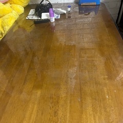 大川家具ダイニングテーブル長椅子二脚付きの画像