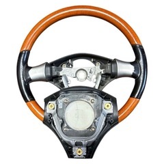 MOMO モモ ダイハツ純正OP オプション 革 レザー 木目 ウッドコンビ ステアリング ハンドル L250S ミラ ムーヴ タント ミラジーノ管38の画像
