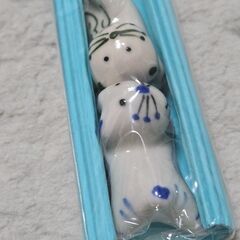 ネコ 箸置き 陶器 ペア どうぶつ ハンドメイド キッチン 猫 雑貨 2個の画像
