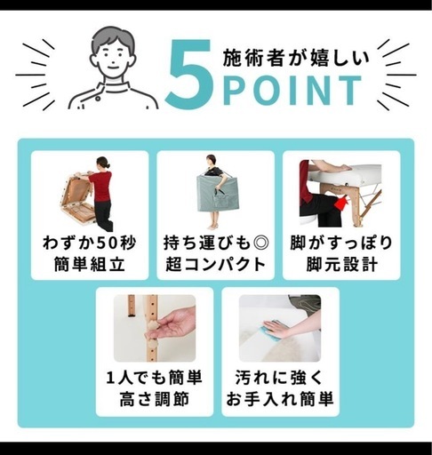 【新品未使用】マッサージベッド 折りたたみ 軽量 施術用 ベッド フェイシャルエステ エステ マッサージ台 施術 施術台 整体 ポータブル 木製 コンパクト 有孔 持ち運び サロン