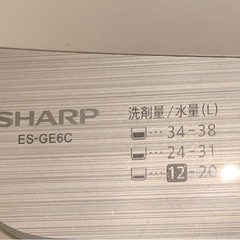※取引決定しました【SHARP】洗濯機6kg-2019年製の画像