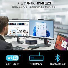 新品 Blackview ミニPC MP60、最新第12世代インテルN150 16GB 512GB M.2 SSD　3.6GHz、Windows11 Pro　WiFi　単体デスクトップ　小型の画像