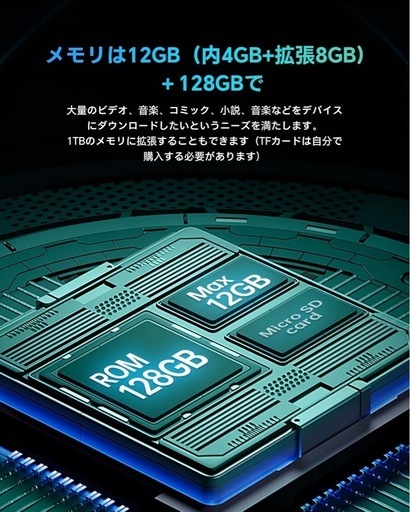 最新Android 15搭載 ODEA タブレット 12インチ 2K IPS大画面 12GB+128GB+1TB拡張可能
